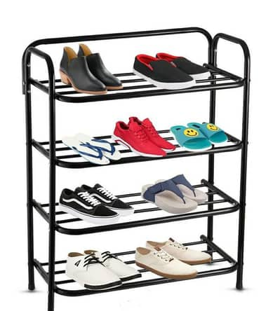 LUXURIOUS CART™  4-tier Black shoes Rack for home office entryway