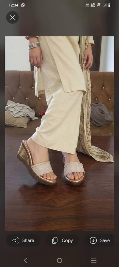 Golden Shimmer Wedge Heels Trendy Glitter Wedge Sandals