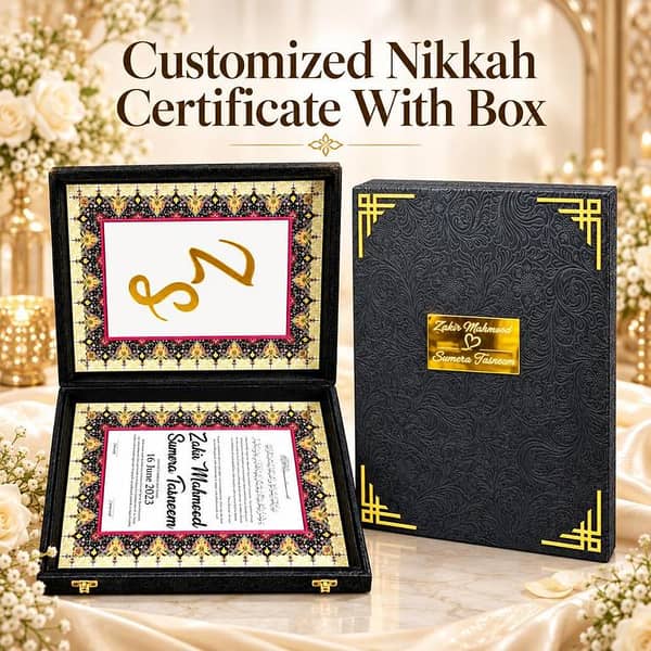 Customized Nikah Certificate with Presentation Box