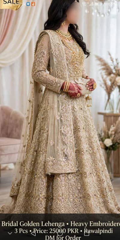 bridal golden lhnga maxi three peace 10/10