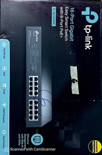 TP-Link TL-SG1016PE 16-Port PoE+ Switch Box Pack