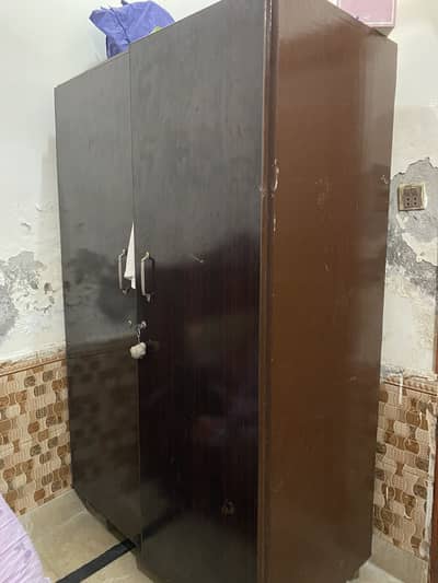 Wooden 2 Door Cupboard Almari For Sale - Lock & Key - Good Condition