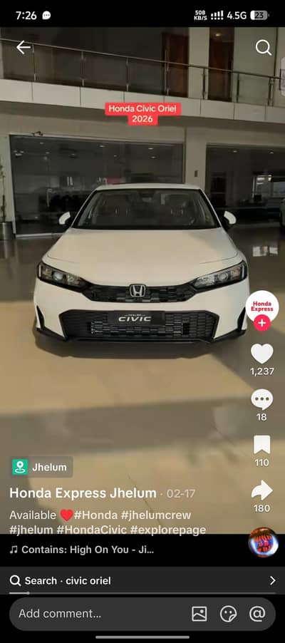 Honda Civic Oriel 2026