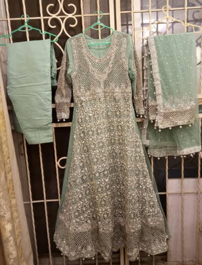 Heavy Silver Work Mint Green Walima Maxi - Worn Once - Like New.
