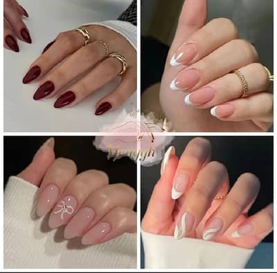 Menggh PK 24 Pcs Premium False Nails with Jelly Glue Stickers 4 desing