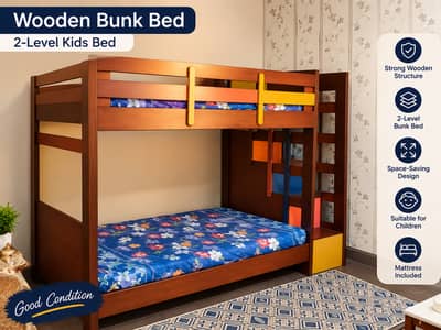 Wooden Bunk Bed for Kids – 2-Level Bed | Strong & Space Saving