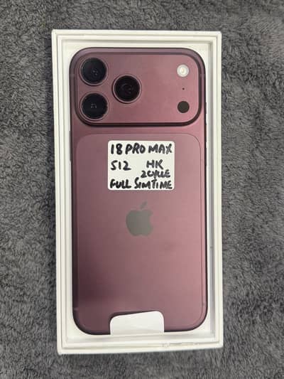 IPHONE 18 PRO MAX 512 GB HK 2 CYCLE FULL SIM TIME BURGUNDY