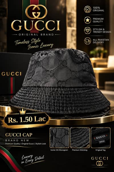 Original Gucci Luxury GG Monogram Bucket Hat / Cap – Brand New