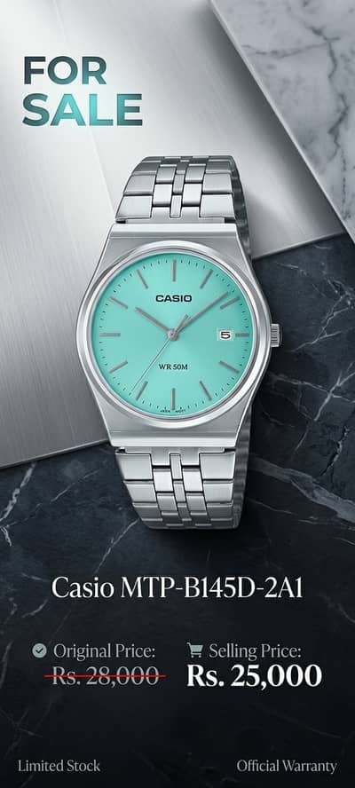 Casio MTP-B145D-2A1V Tiffany Blue Dial Watch – Mint Condition