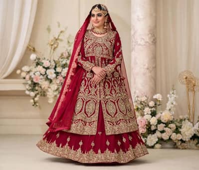 Reddish maroon bridal lehnga