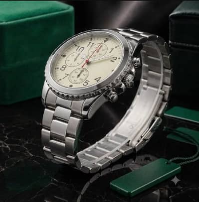 Luxury silver man watch