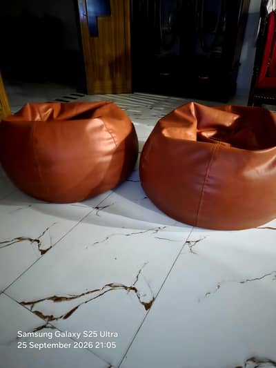2 xxl size leather bean bags