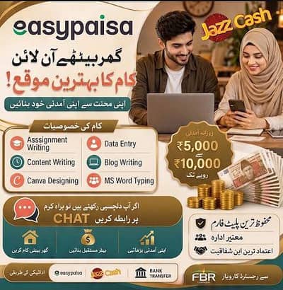 ONLINE WORK FROM HOME JOBS AVAILABLE IN PAKISTAN.