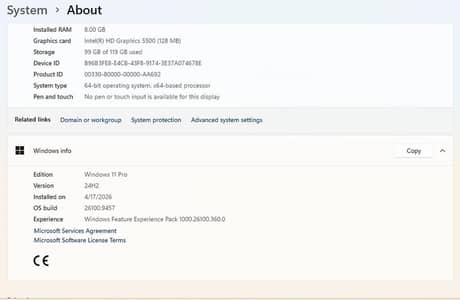 HP laptop Cori 3_5005U | 8GB RAM | 119  GB storage |  Intel HD