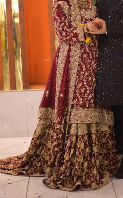 maron color farshe anarkha sharara  hand coretabka hand work dres