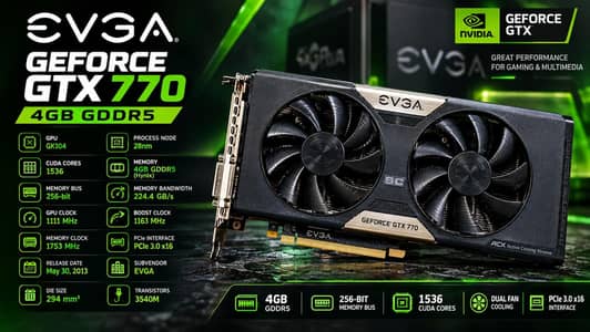 EVGA NVIDIA GeForce GTX 770 4GB DDR5 256 BIT