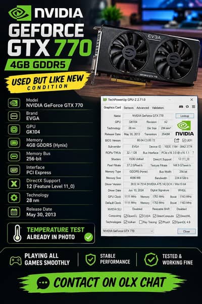 EVGA NVIDIA GeForce GTX 770 4GB DDR5 256 BIT