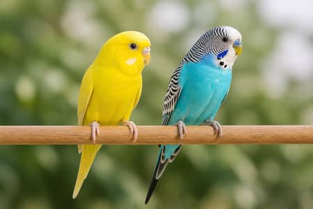 (Melopsittacus undulatus) Beautiful Blue & Yellow Budgerigar Pair  | H