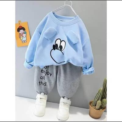 2 Pcs Girls fleece Printed Tracksuit