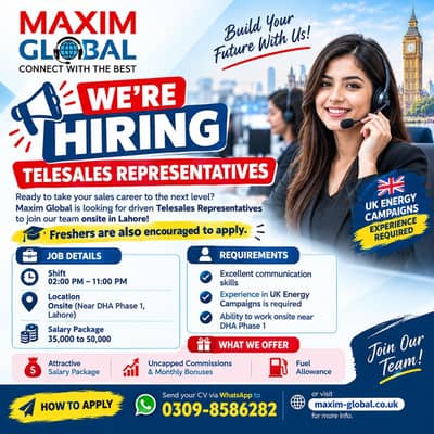 Telesales Representatives job | UK Energy | Jobs in Lahore