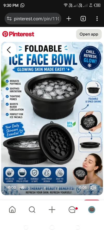 Foldable Silicone Ice Facial Bowl with Built-in Ice Tray