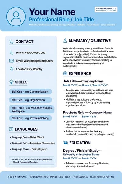 Professional CV / Resume - 1 Hour Delivery - 200 Rs Only