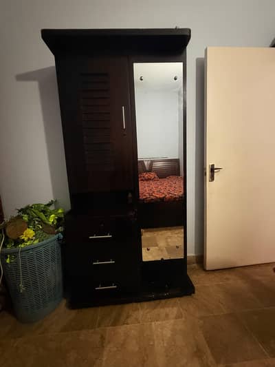 wooden dressing table with full mirror storage good condition