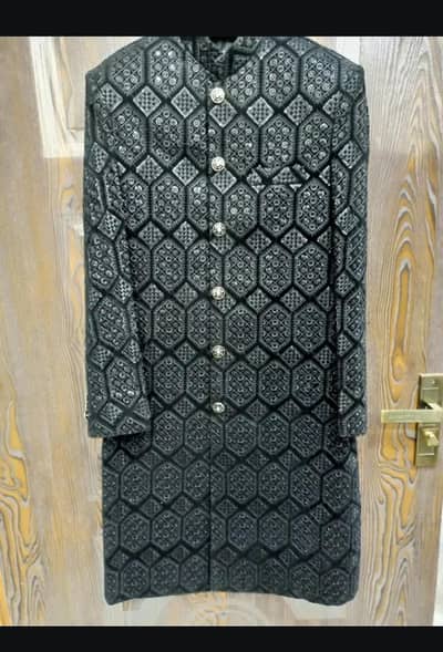 velvet black sherwani for sale