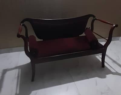 “Beautiful Wooden 2-Seater Sofa – Brown Color”