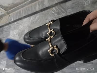 original black formal loafer shoes - size 8 - 10/10 condition