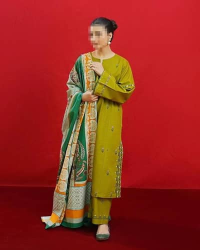 Mustard Embroided 3pcs