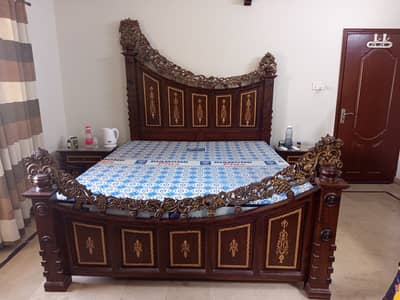 Chinioti Wooden Bedroom Set – King Bed + Dressing + Wardrobe