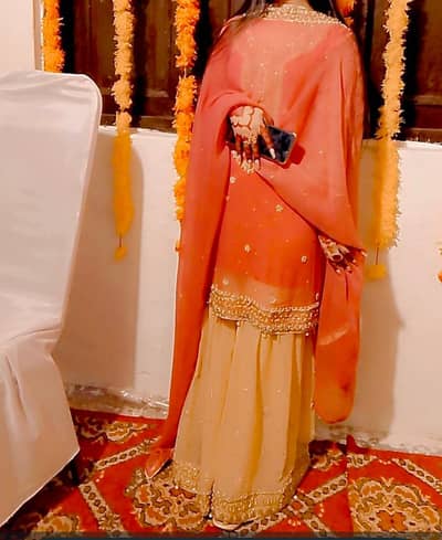 peach party wear sharara kameez dupatta size_ medium
