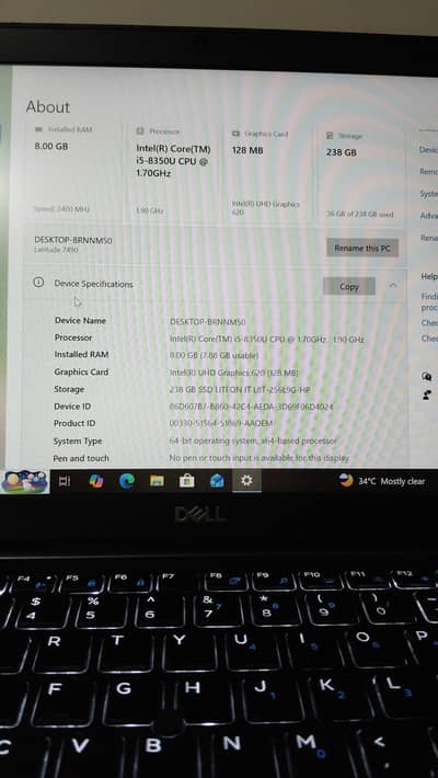 Dell Latitude 7490 | Core i5 8th Gen | 8GB RAM | 256GB SSD