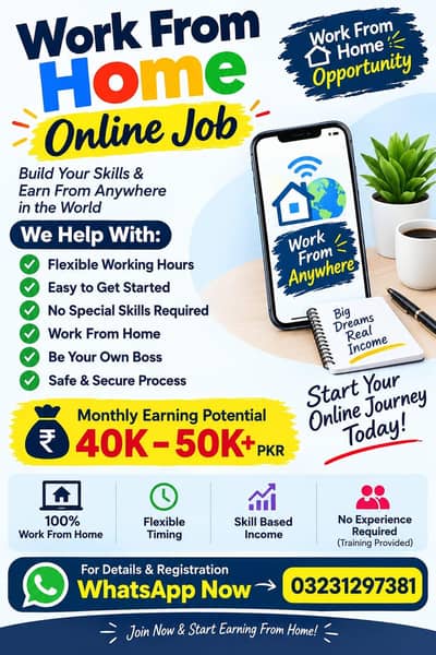 Online Work From Home – Monthly Income 40K–50K PKR