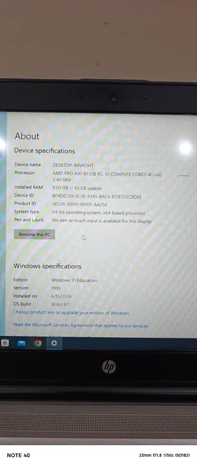 HP Laptop | AMD A10 PRO-8730B | 8GB RAM | SSD | Good Condition