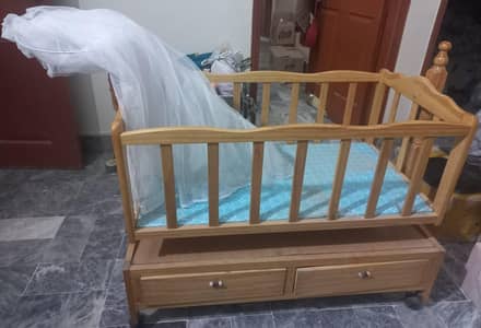 Wooden Baby Swing Cradle with Mosquito Net