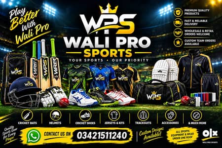 Complete Cricket & Sports Equipment – Bats, Helmets, Shoes & Jerseys
