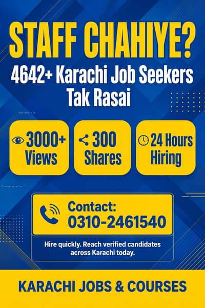Staff Chahiye? 4642+ Karachi Candidates Available