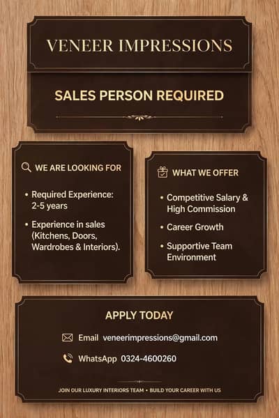 Sales Person Required