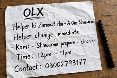 Shawarma helper ki zrorat hai
