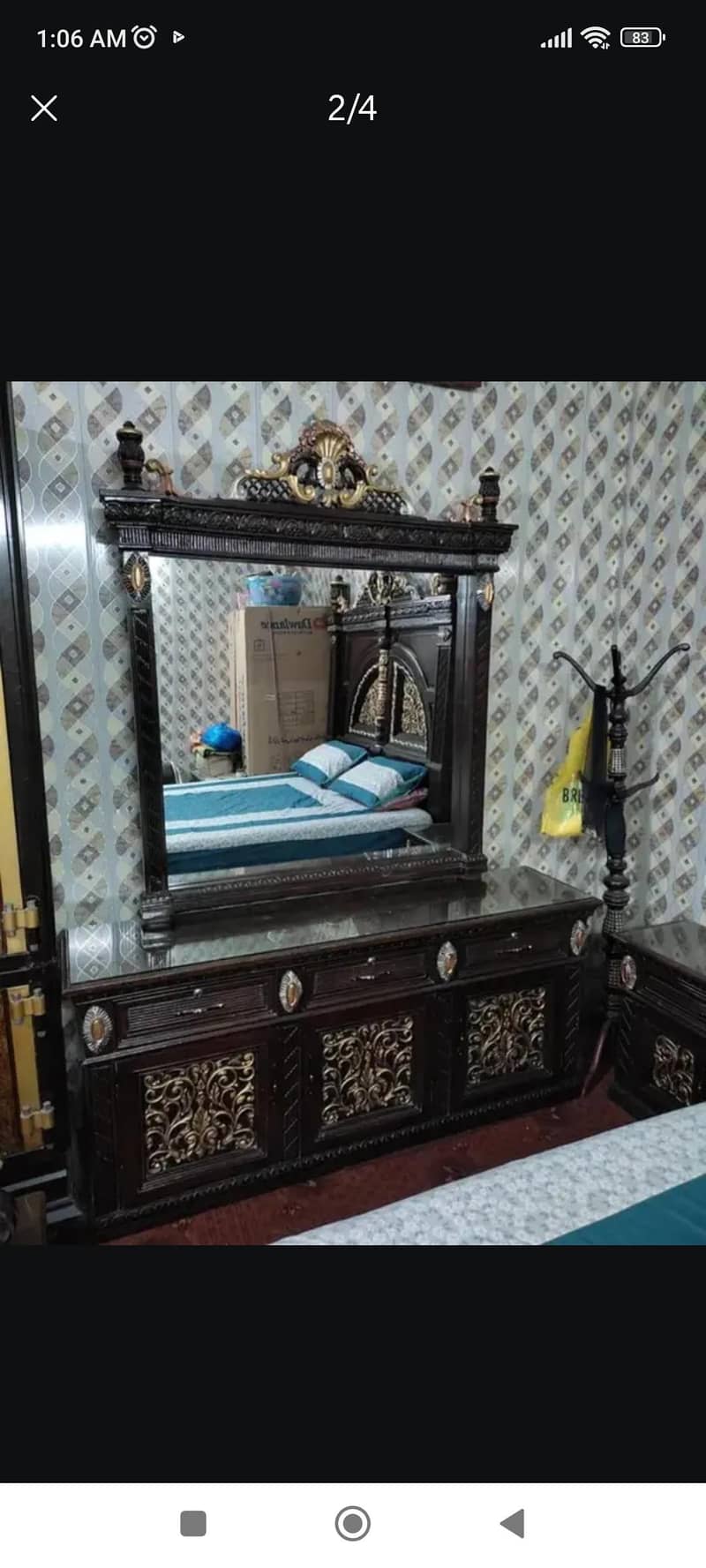chinioti king Bed  with side tables & Dressing table 9