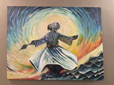 Whirling Sufi Dervish Embossed Textured Style | Handmade Painting