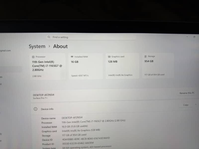 Microsoft Surface pro 7+ 5