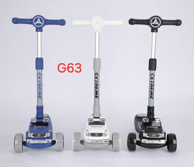 G63 Kids Scooter / Ride On Car – Blue, White & Black