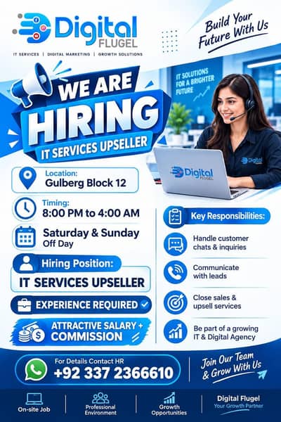 Upseller for USA Base digital services firm