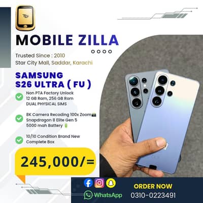 Samsung S26 Ultra, Factory Unlock, Bran New, Dual PHYSICAL Sim
