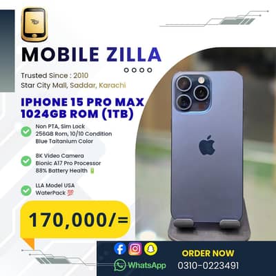Apple IPhone 15 Pro Max, 1024GB, Blue Taitanium Color
