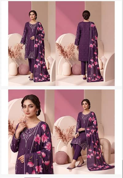 Ladies 3 Piece Khaddar Suit - Brand New - Peshawar Winter Collection