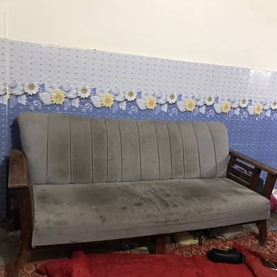 5 Seater Sofa Set For Sale | Interwood Style | Wooden Frame | Grey Ve